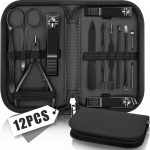12Pcs Manicure Set for Women Men, Manicure & Pedicure Tools & Accessories, Professional Nail Kit Manicure Set, Nail Cleaning Kit for Home, Nail Grooming Kit with Black Leather Travel Bag - Image 2