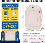ECOHUB 20L Max Ryanair Cabin Bag 40x20x25 Underseat Backpack Carry on Bag Hand Luggage Backpack with USB Port Recycled PET Eco Friendly Rucksack for Women & Men, Beige (Patented) - Image 3