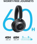 soundcore Space One Pro by Anker, Adaptive Active Noise Cancelling Headphones, Super Foldable Design, 60H Lossless Audio, Ultra-Fast Charging, Hi-Res Wireless Audio with LDAC, Comfortable Fit - Image 4