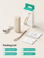 Aecooly Slim Handheld Fan,Thin Portable Fan, USB Rechargeable Mini Personal [24H Max Cooling Time],Battery Powered Small Foldable Pocket for Travel, Summer, Gifts for Women,Girls - Beige - Image 4