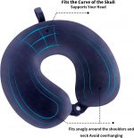 WENGX Travel Pillow Neck Pillow Memory Foam Travel Pillows Head Support Cushion for Airplane Train Car Office Travel Essential Flight Pillows for a Long Hauls Sleeping Rest (Navy Blue) - Image 4