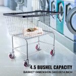 VEVOR Wire Laundry Cart, 4.5 Bushel Wire Laundry Basket with Wheels, 35''x15.7''x22'' Commercial Wire Laundry Basket Cart, Steel Frame with Chrome Finish, 5'' Casters, Wire Basket Cart for Lau - Image 3