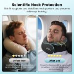 Travel Pillow for Adults,Memory Foam Airplane Pillow with 360 Neck Support, Includes Storage Bag, Eye Mask, Ear Plugs, Adjustable Travel Pillow for Long Flights,Train,Car & Business Trips(Dark Grey) - Image 4