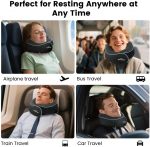 Travel Pillow for Adults,Memory Foam Airplane Pillow with 360 Neck Support, Includes Storage Bag, Eye Mask, Ear Plugs, Adjustable Travel Pillow for Long Flights,Train,Car & Business Trips(Dark Grey) - Image 5