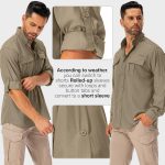 mosingle Men's Long Sleeve Hiking Shirt, Sun UV Protection Safari Fishing Outdoor Shirt Quick Drying Lightweight Walking Travel Shirts - Image 4