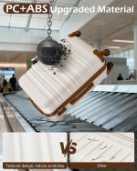 LONG VACATION Suitcase Trolley Hand Carbin Luggage, ABS Hard Shell Suitcase Set Lightweight Luggage Set Travel Bag Suitcase with TSA Lock Travel Bag Spinner Wheels (White-Brown, 20 inch) - Image 3