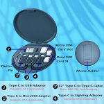 Multi USB Adapter Kit, USB to Type-C, C to Micro, USB-C to IOS Adapter, Type-C to C Charging Cable, Conversion Set for SIM Card Storage, Phone Holder(blue) - Image 3
