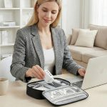 Arae Travel Essentials Tech Pouch Electronics Organizer Case with Removable Dividers for Chargers, Cables & Accessories Portable, Single Layer-L Black - Image 4