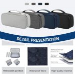 Arae Travel Essentials Tech Pouch Electronics Organizer Case with Removable Dividers for Chargers, Cables & Accessories Portable, Single Layer-L Dark Blue - Image 3