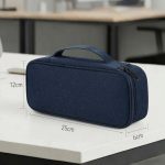 Arae Travel Essentials Tech Pouch Electronics Organizer Case with Removable Dividers for Chargers, Cables & Accessories Portable, Single Layer-L Dark Blue - Image 5
