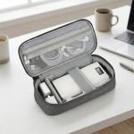 Arae Travel Essentials Tech Pouch Electronics Organizer Case with Removable Dividers for Chargers, Cables & Accessories Portable, Single Layer-L Dark Gray - Image 3