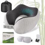 Cirorld Travel Pillow for Airplane, Neck Pillow for Travel, Memory Foam Travels Neck Pillow for Adults, Adjustable & Compact Flight Pillow, Ergonomic Neck Cushion, With Ear Plugs, Eye Mask, Carry Bag - Image 2