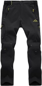 EKLENTSON Men's Waterproof Softshell Fleece Lined Outdoor Walking Trousers Warm Thicken Padded Hiking Ski Pants with Zip Pockets - Image 2