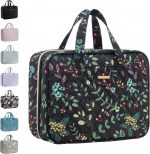 EVERFUN Hanging Travel Toiletry Bag for Women, Small Cosmetic Bag with 4 Compartments, Foldable Makeup Bag, Waterproof Toilet Bag, Fully Open, Hand Luggage Double Kit for Travel Accessories - Image 2