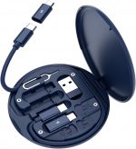Multi USB Adapter Kit, USB to Type-C, C to Micro, USB-C to IOS Adapter, Type-C to C Charging Cable, Conversion Set for SIM Card Storage, Phone Holder(blue) - Image 2
