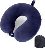 WENGX Travel Pillow Neck Pillow Memory Foam Travel Pillows Head Support Cushion for Airplane Train Car Office Travel Essential Flight Pillows for a Long Hauls Sleeping Rest (Navy Blue) - Image 2