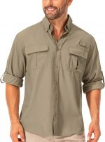 mosingle Men's Long Sleeve Hiking Shirt, Sun UV Protection Safari Fishing Outdoor Shirt Quick Drying Lightweight Walking Travel Shirts - Image 2