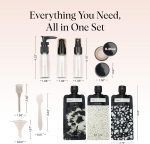 Kitsch 11 PCS Travel Bottles for Toiletries – Travel Essentials Kit for Shampoo, Conditioner, Lotion & More, Leak-Proof Refillable Travel Size Containers - Black & Ivory - Image 5