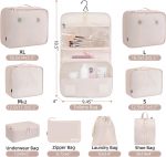 BAGAIL 10 Set Packing Cubes Various Sizes Packing Organizer for Travel Accessories Luggage Carry On Suitcase - Cream - Image 3