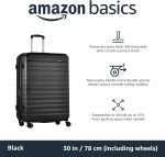 Amazon Basics Hard Shell Large Suitcase - Expandable ABS Travel Luggage with 4 Double Spinner Wheels - Scratch Resistant and Lightweight Construction - 78 x 52.6 x 32cm - Black - Image 3