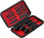 Glamne Manicure Set Nail Clippers Kit Professional Stainless Steel Nail Care Tools with Leather Travel Case 10 in 1 Black - Image 3