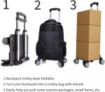 Backpack Trolley Wheeled Cart-Backpack Hand Truck with Luggage Strap,Aluminium Alloy Folding Trolley Cart for Bags Backpack Travel Luggage Cart - Image 3