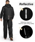 33,000ft Men's Waterproof Rainsuit Hooded Rain Jacket Rain Trousers Packable Raincoat Sets Windproof Two Piece Rain Suit with Safety Reflectors for Fishing Hiking Camping - Image 3