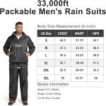 33,000ft Men's Waterproof Rainsuit Hooded Rain Jacket Rain Trousers Packable Raincoat Sets Windproof Two Piece Rain Suit with Safety Reflectors for Fishing Hiking Camping - Image 5