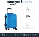 Amazon Basics Hard Shell Small Suitcase - Expandable ABS Hand Luggage with 4 Double Spinner Wheels - Scratch Resistant and Lightweight Construction - 55 x 37.5 x 25.5cm - Light Blue - Image 3