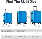 Amazon Basics Hard Shell Small Suitcase - Expandable ABS Hand Luggage with 4 Double Spinner Wheels - Scratch Resistant and Lightweight Construction - 55 x 37.5 x 25.5cm - Light Blue - Image 4