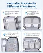 bagsmart Electronics Organizer Travel Case, Cable Organiser Pouch, Travel Essentials, Tech Organiser, Travel Accessories Bag for Charging Cable, Flash Drive, Power Bank, USB, Black - Image 5