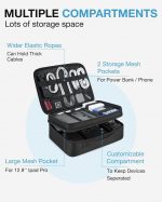 bagsmart Extra Large Double Layer Portable Travel Cable Organiser Bag Electronics Accessories Storage Case for Charger, Adaptors, Kindle, Hard Drives (Black-Lightweight) - Image 3