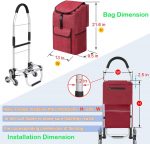 Replacement Bag for Grocery Cart/Shopping Cart - Waterproof Trolley Bags, for Aluminium Alloy Frame, 13inx9.5inx21.6in (Red) - Image 3