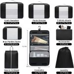 BAGAIL 8 Set Packing Cubes Various Sizes Packing Organizer for Travel Accessories Luggage Carry On Suitcase - Black - Image 3