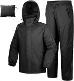 33,000ft Men's Waterproof Rainsuit Hooded Rain Jacket Rain Trousers Packable Raincoat Sets Windproof Two Piece Rain Suit with Safety Reflectors for Fishing Hiking Camping - Image 2