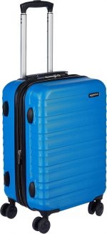 Amazon Basics Hard Shell Small Suitcase - Expandable ABS Hand Luggage with 4 Double Spinner Wheels - Scratch Resistant and Lightweight Construction - 55 x 37.5 x 25.5cm - Light Blue - Image 2