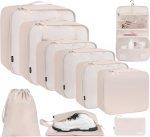 BAGAIL 10 Set Packing Cubes Various Sizes Packing Organizer for Travel Accessories Luggage Carry On Suitcase - Cream - Image 2