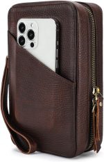 CONTACT'S FAMILY Leather Cable Organiser Case, Electric Organiser Travel Bag, Tech Essentials Accessories Gadget Bag for Mouse/Chargers/Cables/Electronics - Image 2