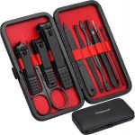 Glamne Manicure Set Nail Clippers Kit Professional Stainless Steel Nail Care Tools with Leather Travel Case 10 in 1 Black - Image 2