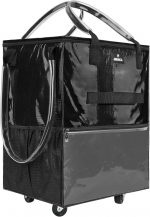 Reusable Grocery Bag with Wheels,Foldable Shopping Rolling Tote Bag,Shopping Trolley Cart with Zippered Top,Heavy Duty Handles,Lightweight,Carries Up to 46 LBS,Medium,Black - Image 2