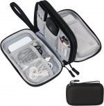 Travel Cable Organiser Bag,Double Layer Tech Pouch for Charger,Lightweight Carry Case Travel Essentials Gadget Bags for Business Trip,Daily Use,Electronics Accessories Storage Bag-Black - Image 2