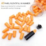 Soft Foam Ear Plugs with Aluminum Carry Case, 60 Pairs - 38db Noise Reduction Sponge Earplugs Noise Cancelling Ear Plugs for Sleeping, Travel, Concerts, Studying, Work, Loud Noise (Orange) - Image 3