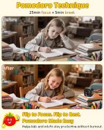Pomodoro Timer Cube Visual Productivity Flip Timer for Kids Classroom Desk, 5/10/25/50min& Custom Countdown, Silent&Sound Mode Digital Cube for ADHD Study Work School Game Kitchen (Black) - Image 4