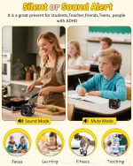 Pomodoro Timer Cube Visual Productivity Flip Timer for Kids Classroom Desk, 5/10/25/50min& Custom Countdown, Silent&Sound Mode Digital Cube for ADHD Study Work School Game Kitchen (Black) - Image 5