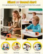 Pomodoro Timer Cube Visual Productivity Flip Timer for Kids Classroom Desk, 5/10/25/50min& Custom Countdown, Silent&Sound Mode Digital Cube for ADHD Study Work School Game Kitchen (Orange) - Image 4