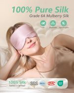 BeeVines Sleep Mask, 2 Pack 100% Real Natural Pure Silk Eye Masks with Adjustable Strap for Sleeping, Mulberry Silk Eye Sleep Shade Cover, Block Light Reduces Puffy Eyes Traveling Gifts - Image 3