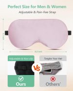 BeeVines Sleep Mask, 2 Pack 100% Real Natural Pure Silk Eye Masks with Adjustable Strap for Sleeping, Mulberry Silk Eye Sleep Shade Cover, Block Light Reduces Puffy Eyes Traveling Gifts - Image 5