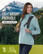 33,000ft Women's Rain Jacket Waterproof Lightweight Packable Raincoat with Hood for Golf Hiking Travel Windbreaker - Image 4