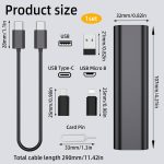 Multi USB Charging Adapter Cable Kit, USB C to Lightning USB A to USB C, Fast Charging and Data Transfer, 6-in-1 60W Travel Converter Set with SIM Card Tray Eject, Storage Slots - Image 3