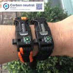 aZengear Paracord Survival Bracelet (2 Pack) | Flint Steel Fire Starter, Whistle, Compass, Hiking Accessories, Wild Camping Equipment Kit, Bushcraft, Emergency (Black and Orange) - Image 4